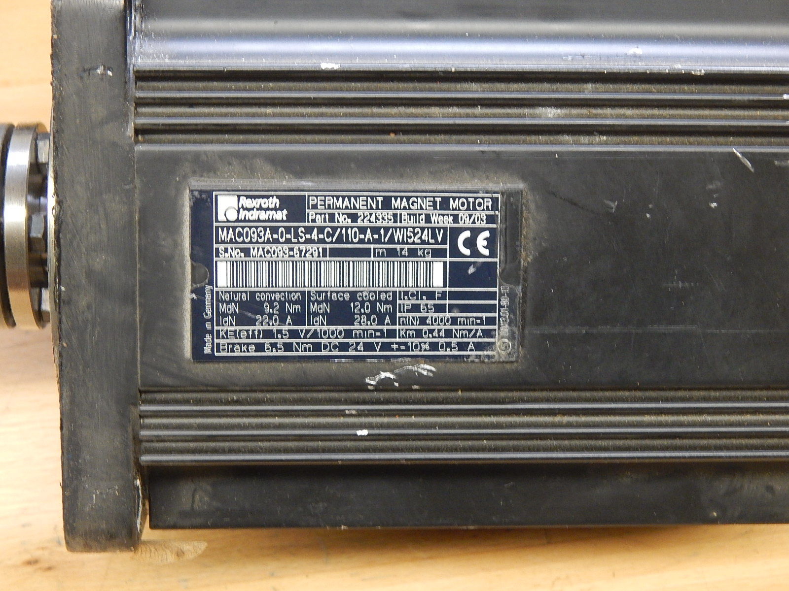 Rexroth Indramat MAC093A-0-LS-4-C/110-A-1/WI524 LV Permanent-Magnet-Motor// Used