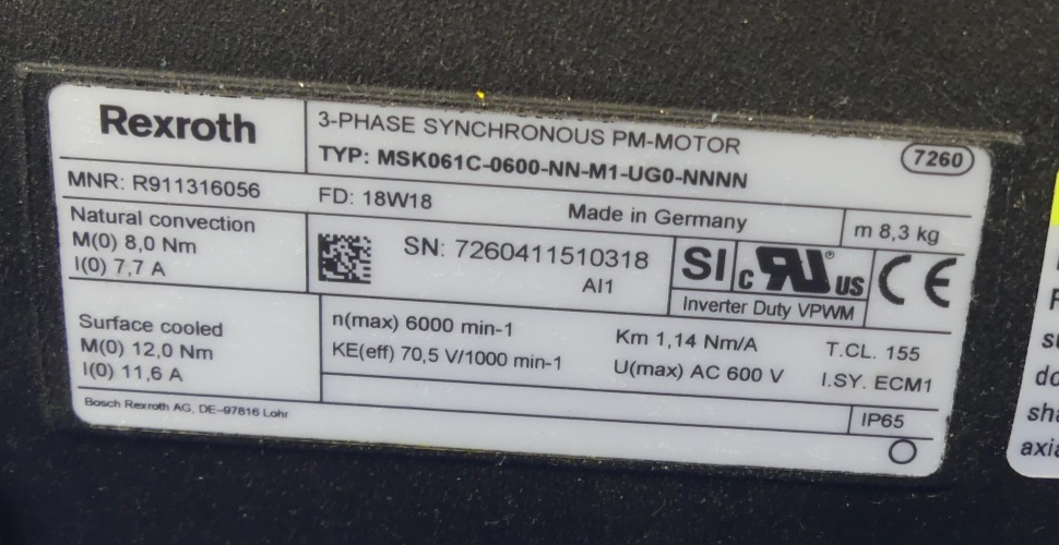 REXROTH MSK061C-0600-NN-M1-UG0-NNNN