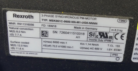 REXROTH MSK061C-0600-NN-M1-UG0-NNNN
