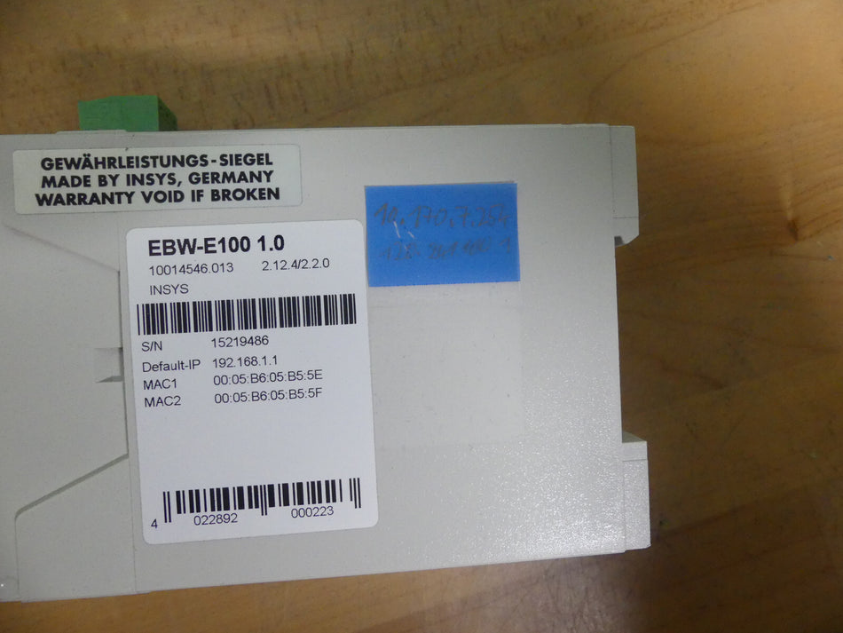 INSYS ROUTER EBW-H100 1.0 INSYS 10014545 VPN Router