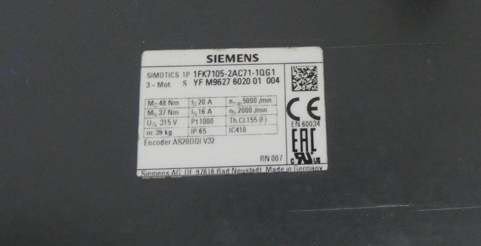 SIEMENS 1FK7105-2AC71-10G1+1FK7105-2AC71-1QG1