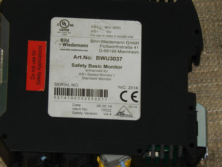  Bihl+Wiedemann BWU3037 AS-i Speed Monitor used