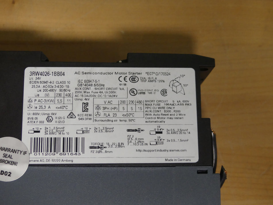 SIEMENS SIRUS 3RW4026-1BB04