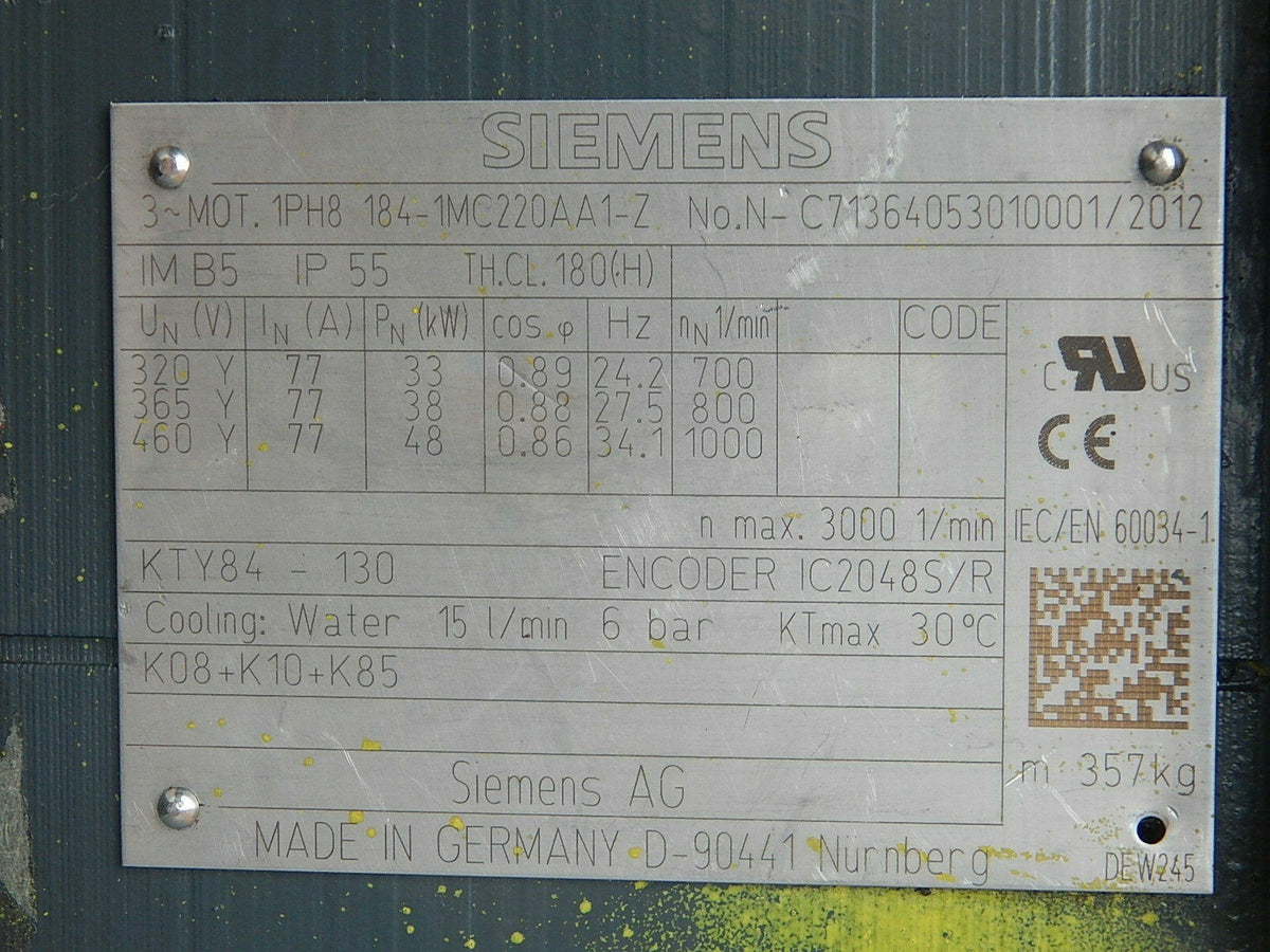 Siemens 1PH8 184-1MC220AA1-Z // 1PH8184-1MC220AA1-Z used