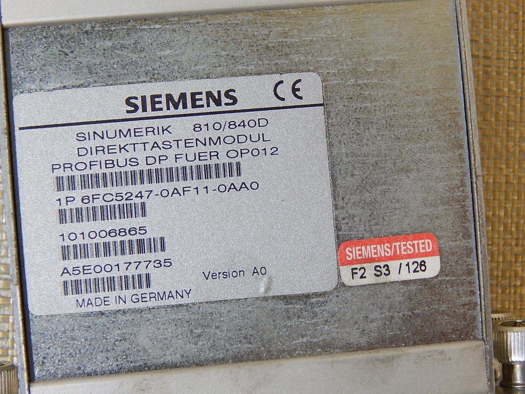 SIEMENS 6FC5247-0AF11-0AA0 - SINUMERIK 810D/840D DIREKTTASTENMODUL USED