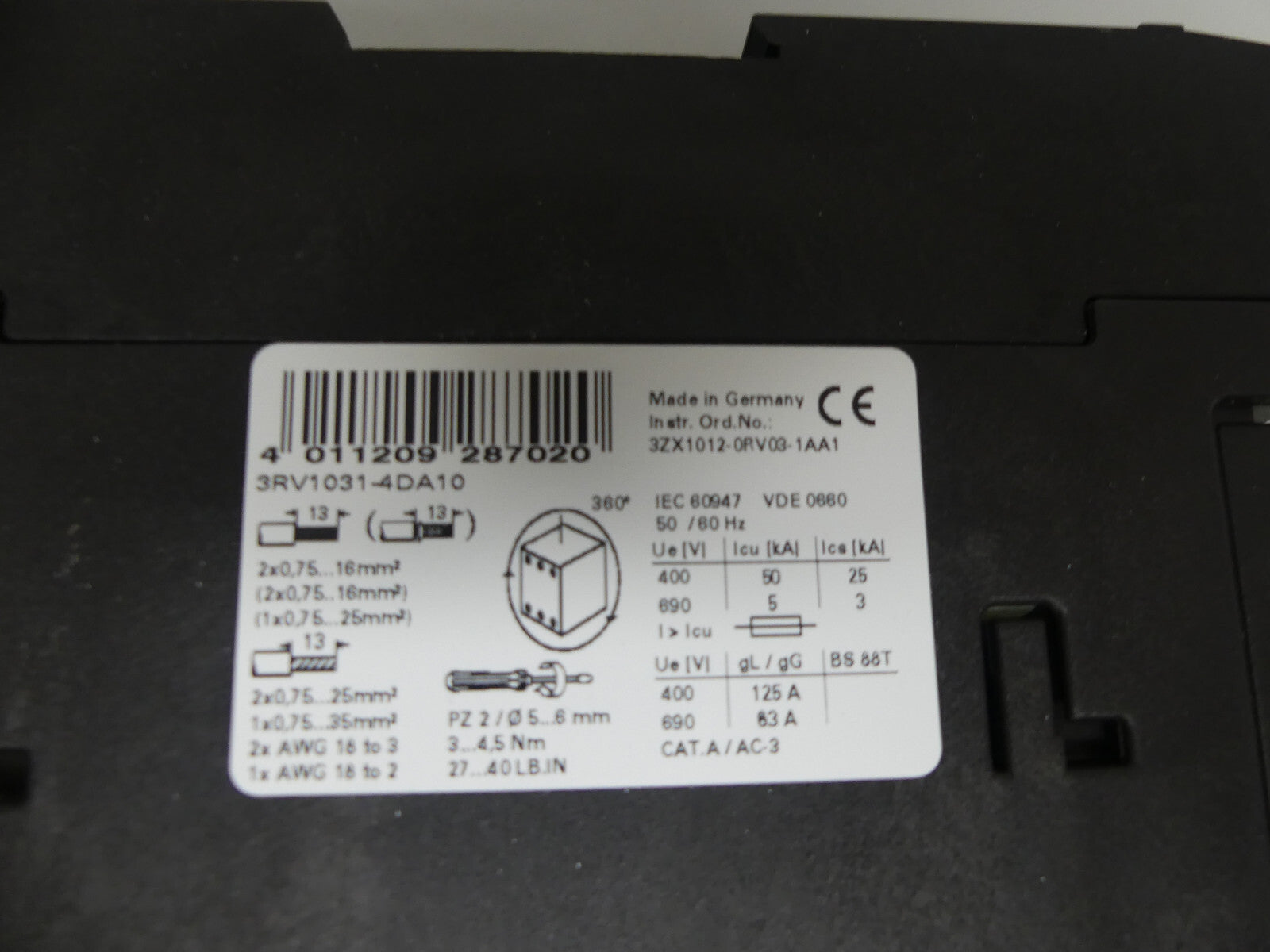 Siemens 3RV1031 - 4DA10