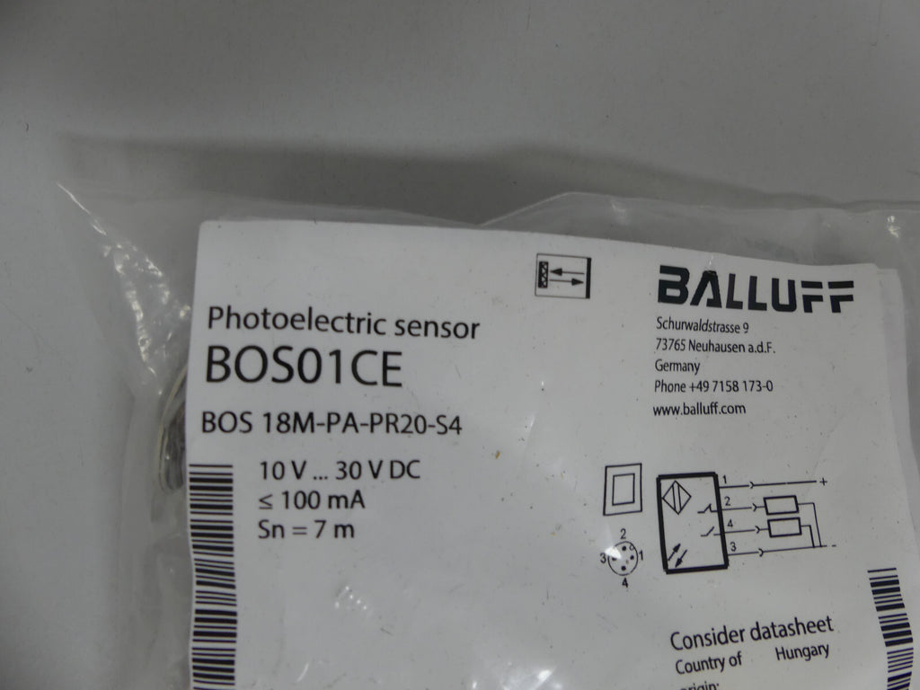 Balluff Photoelectric Sensor BOS01CE  BOS 18M-PA-PR20-S4