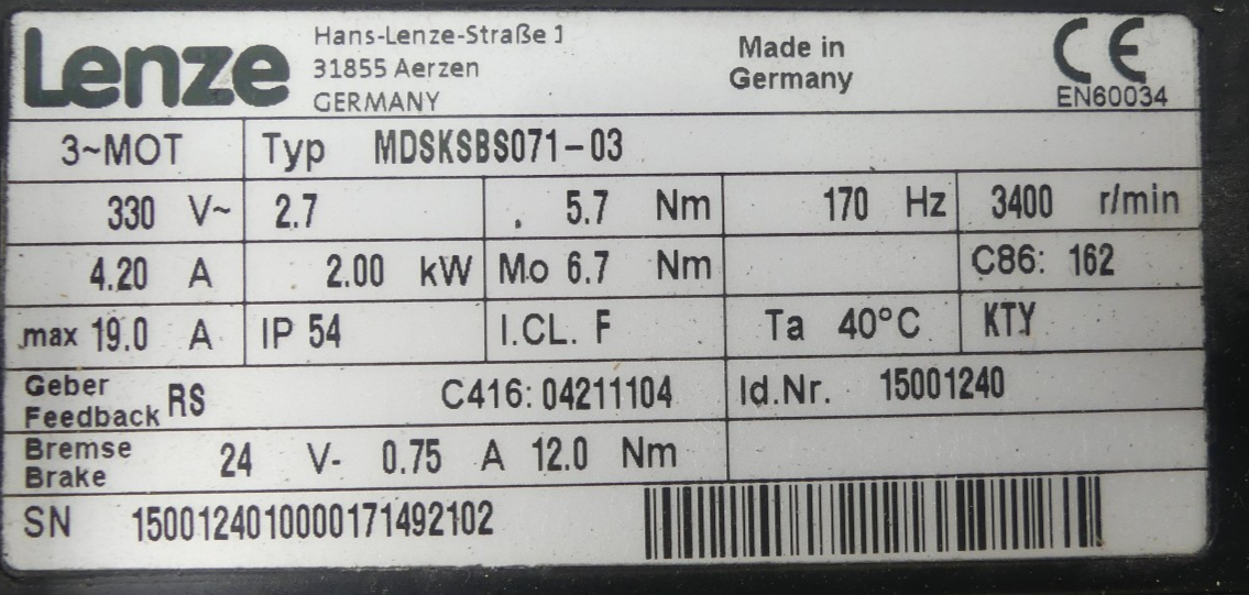 Lenze MDSKSBS071-03 + GKS05-1S VCR 071C03