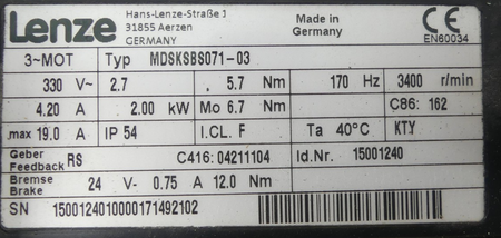 Lenze MDSKSBS071-03 + GKS05-1S VCR 071C03