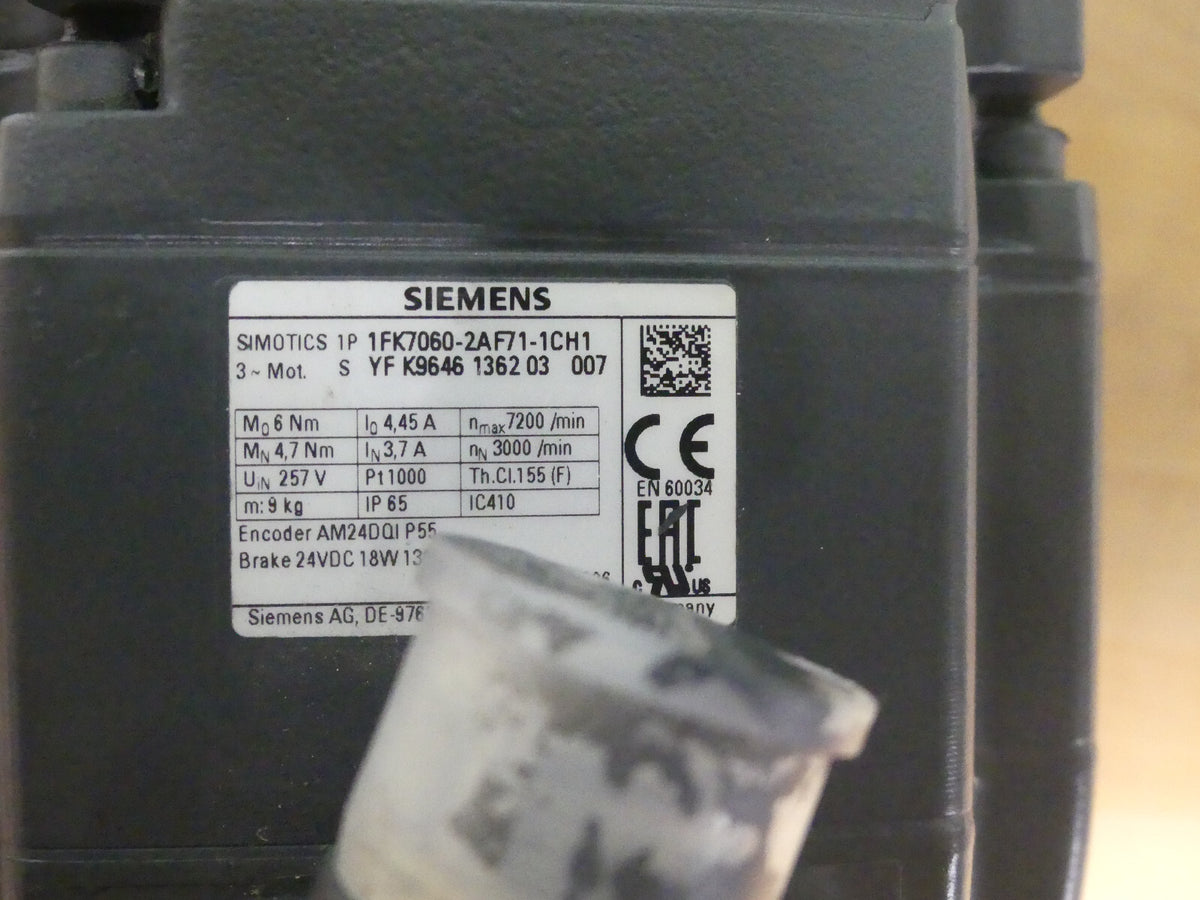 Siemens Simotics Servomotor 1FK7060-2AF71-1CH1 geber defekt