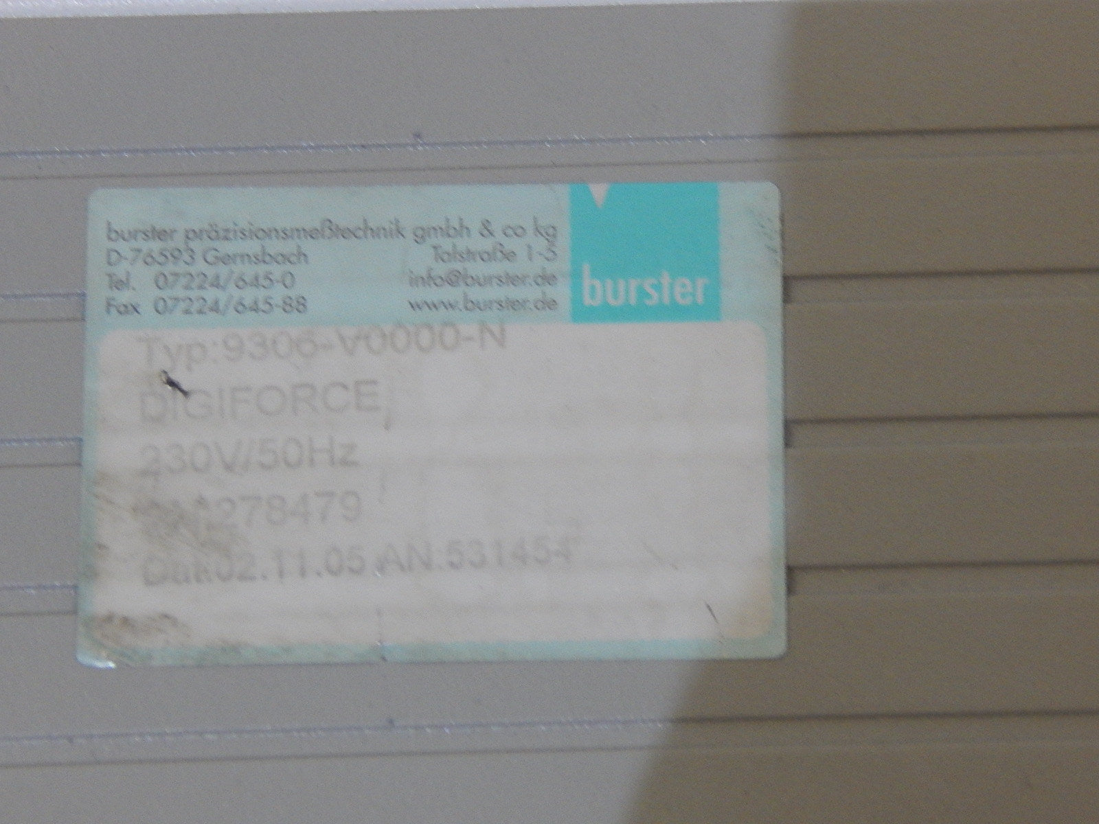 Burster Digiforce 9306   Fügeüberwachung  9306-V0000-N  Used