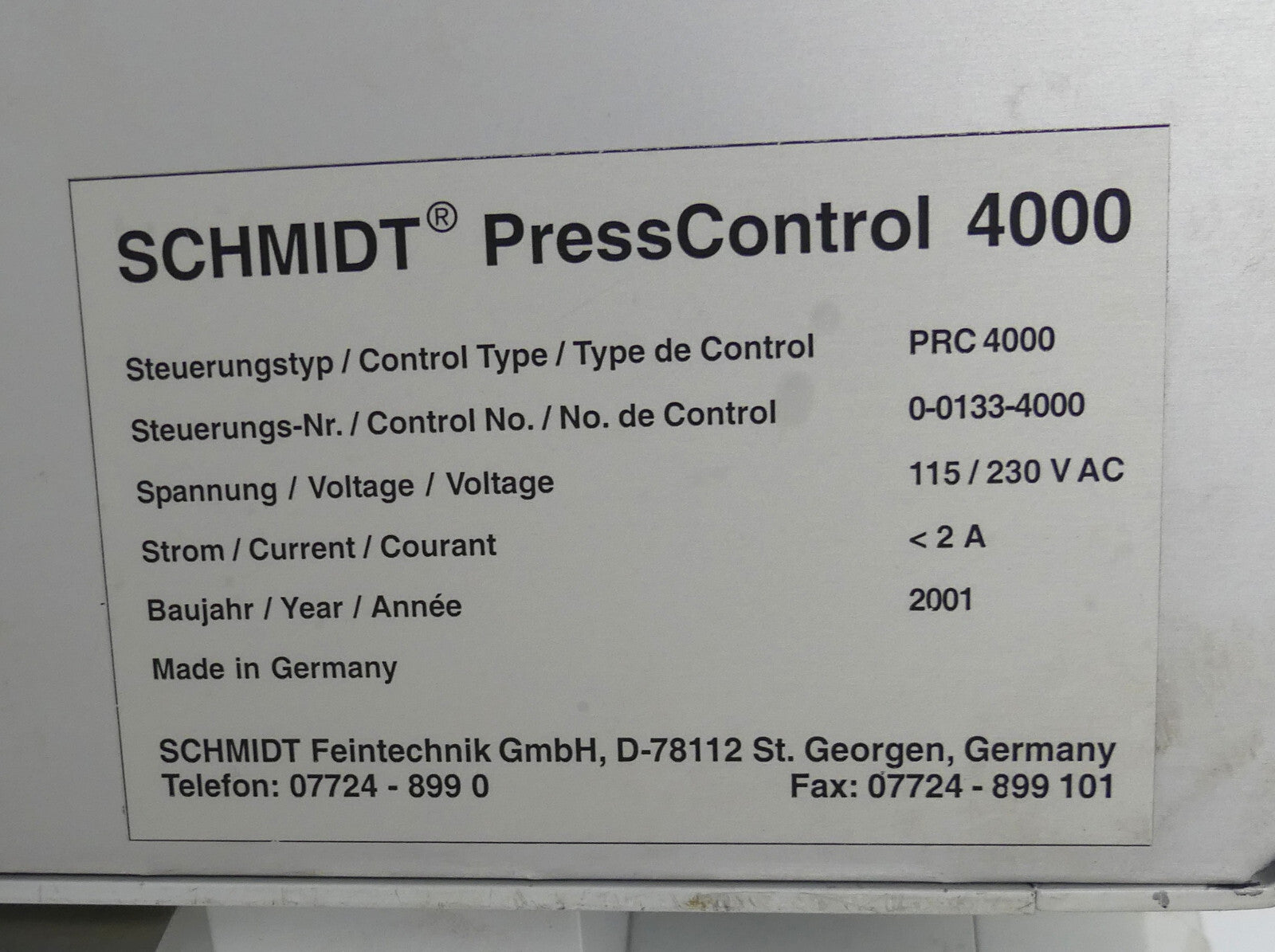 SCHMIDT PRC 4000 Press Control Multi axis CNC