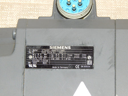 Siemens  3~  Motor  1FT6081-8AH71-1AK0  Used