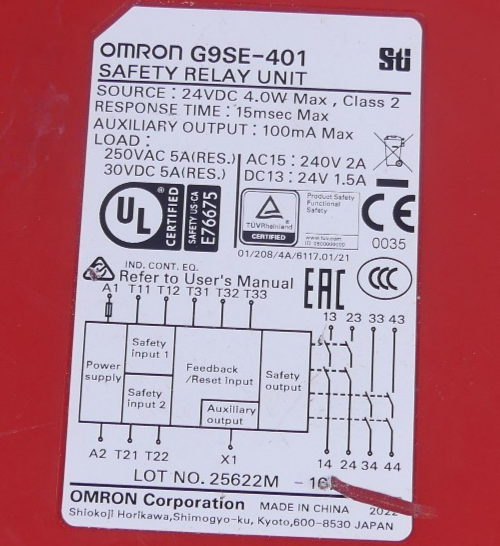 OMRON SAFETY RELAY UNIT G9SE-401