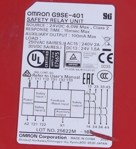 OMRON SAFETY RELAY UNIT G9SE-401