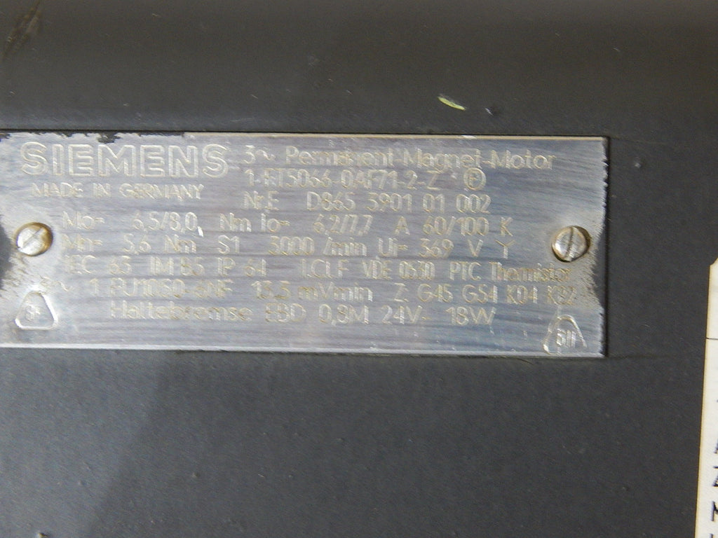 Siemens  1FT5066-0AF71-2-Z  3~ Permanent-Magnet-Motor Used