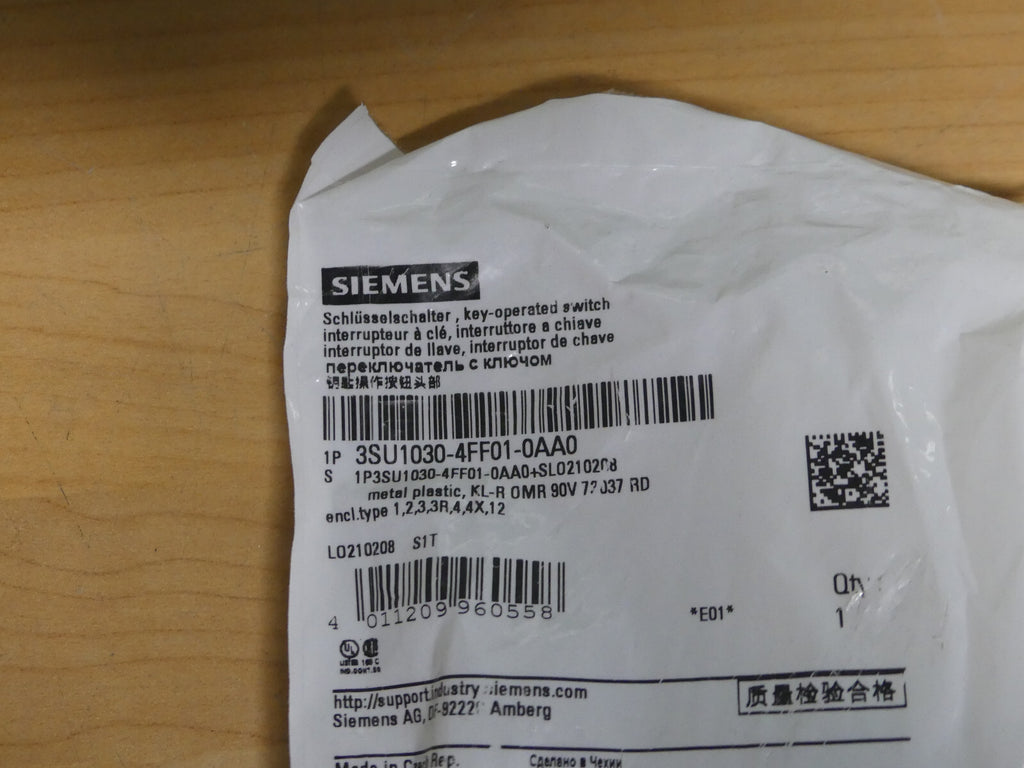 Siemens Schlüsselschalter 3SU1030-4FF01-0AA0
