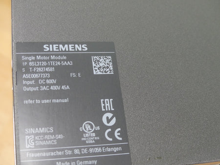 Siemens Sinamics S120   6SL3120-1TE24-5AA3
