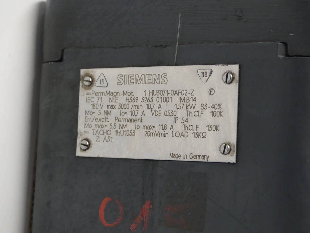 Siemens Servomotor 1HU3071-0AF02-Z Permanent-Magnet-Motor