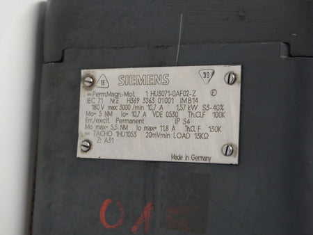 Siemens Servomotor 1HU3071-0AF02-Z Permanent-Magnet-Motor