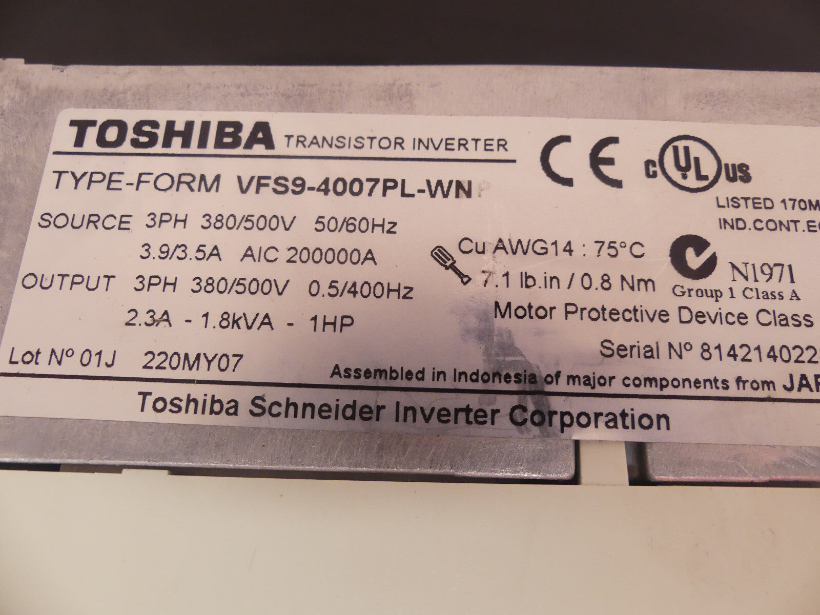 Toshiba VFS9-4007PL-WN / Toshiba VFS9-4007PL-WNP