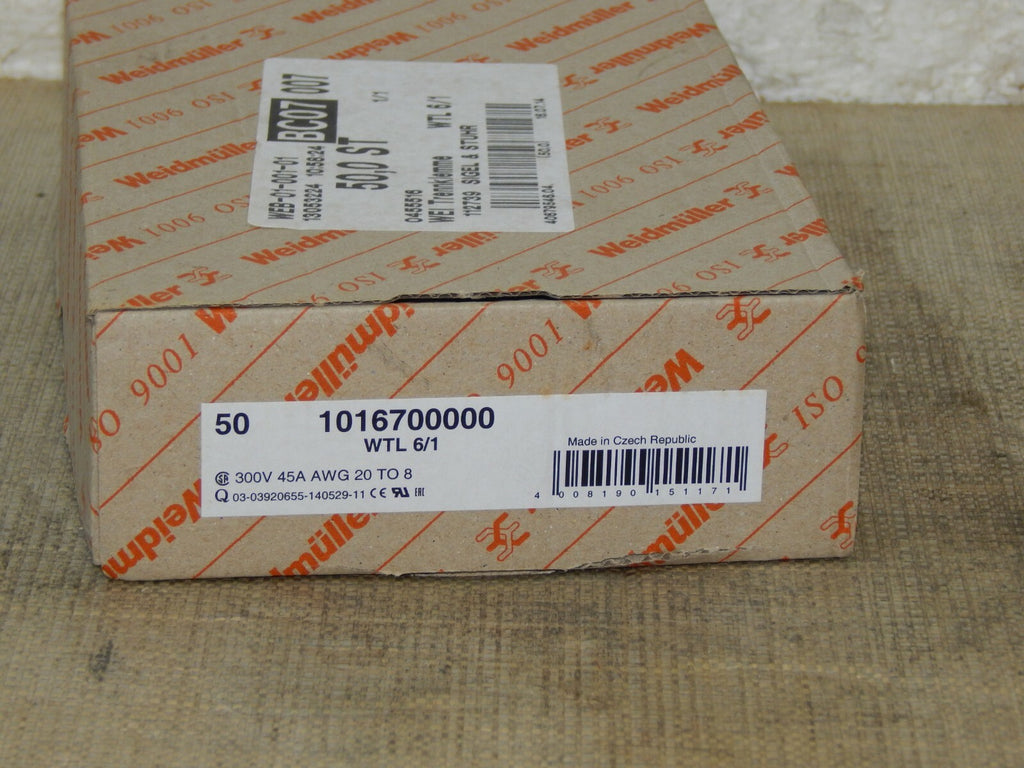 50 x Weidmüller Prüftrenn-Reihenklemme WTL 6/1  1016700000