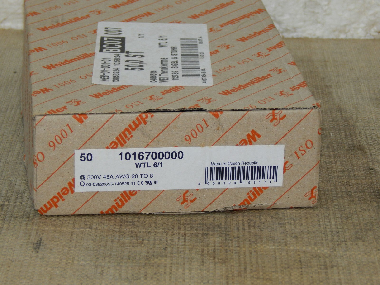50 x Weidmüller Prüftrenn-Reihenklemme WTL 6/1  1016700000