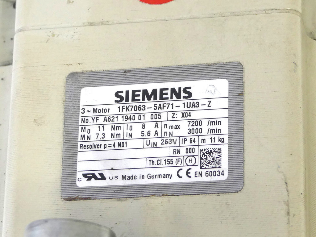 Siemens 1FK7063-5AF71-1UA3-Z Servomotor