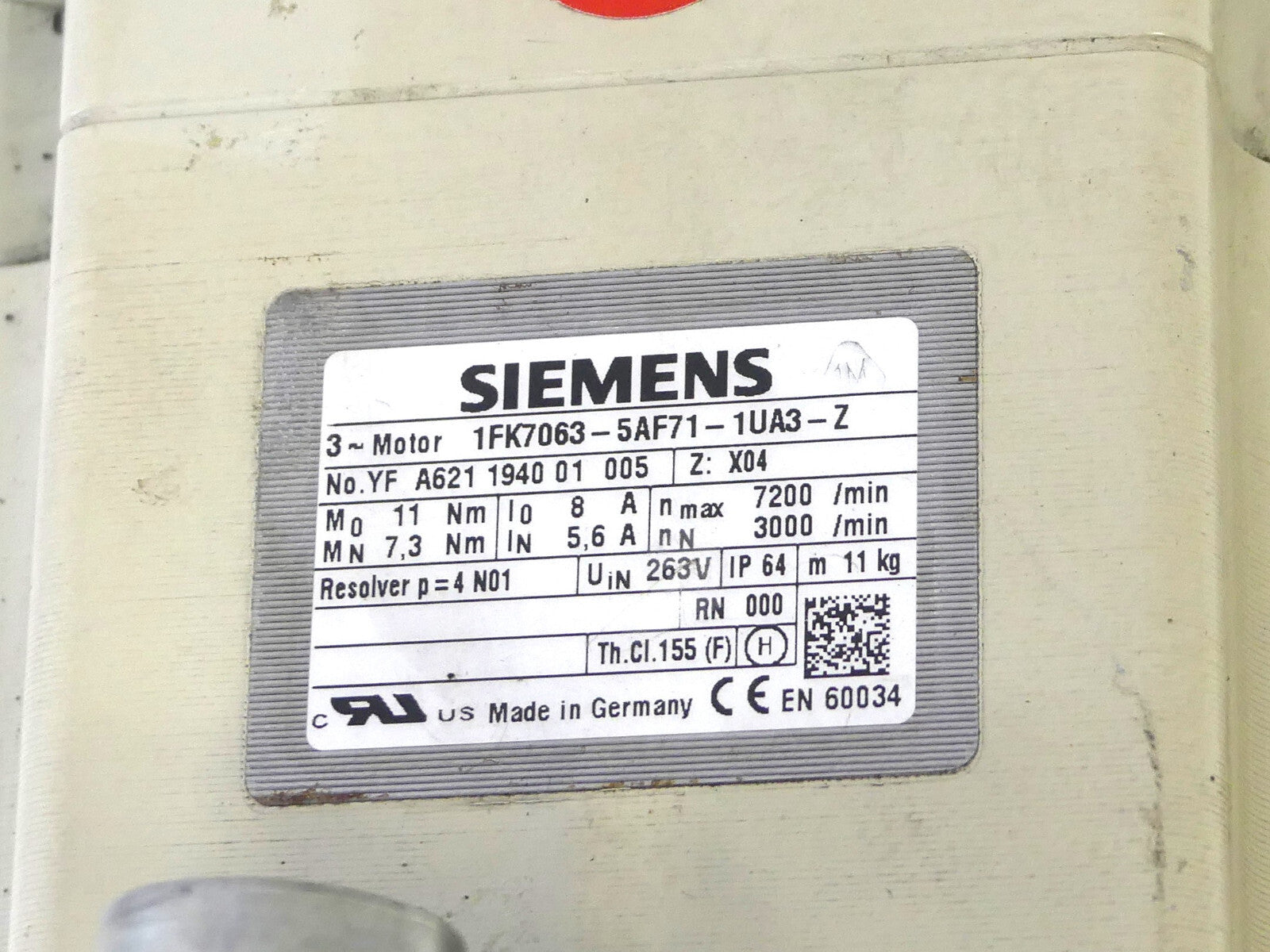 Siemens 1FK7063-5AF71-1UA3-Z Servomotor