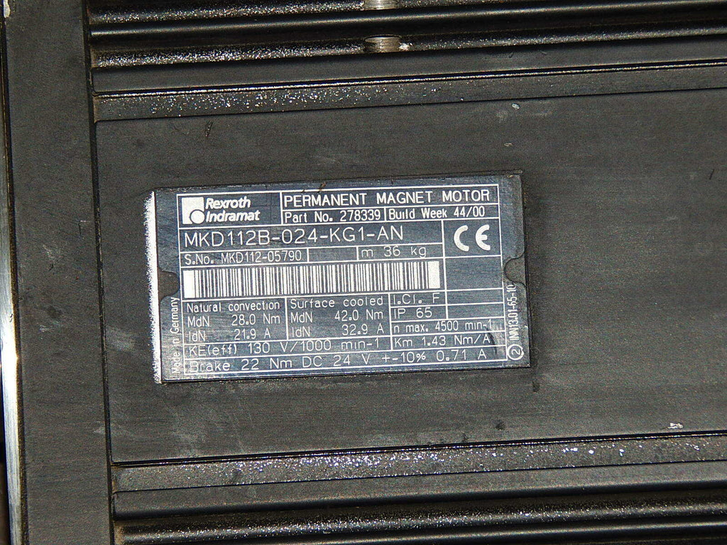  Rexroth Permanent Magnet Motor  MKD112B-024-KG1-AN  Used