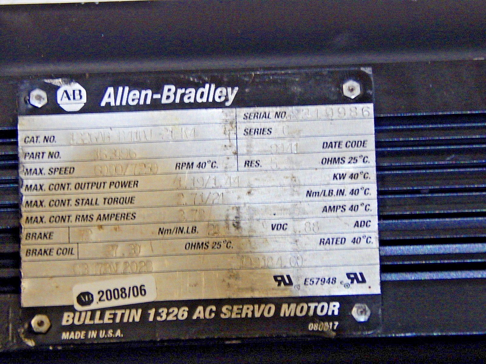 Allen Bradley AC Servo Motor 1326AB-B410J-21-K4   C-Serie  mit TR Drehgeber Used