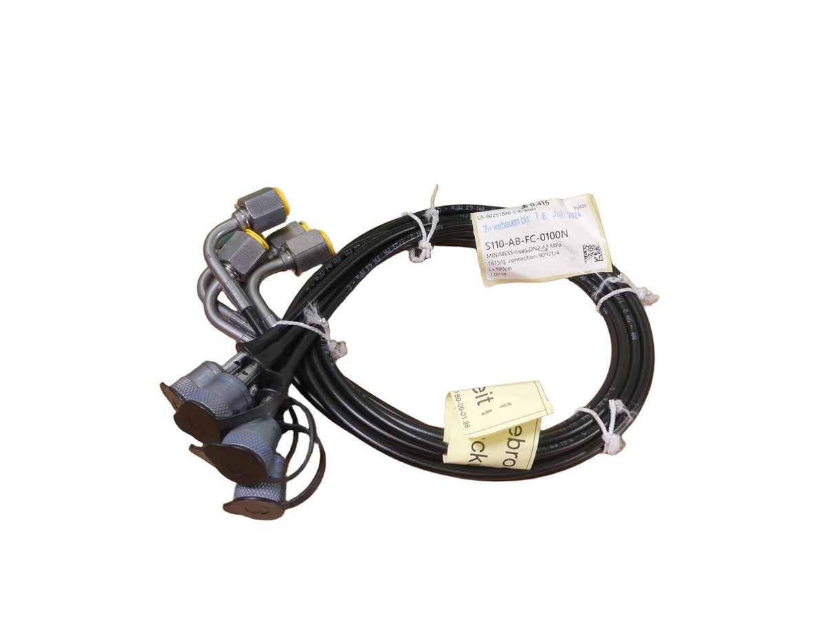5X Minimess-Schlauch DN2-63 MPa 1615/M.-Anschl.-90° G1/4 S110-AB-FC-0100N