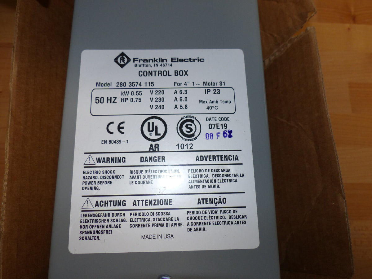 Franklin Electric CONTROL BOX MODEL 2803574115