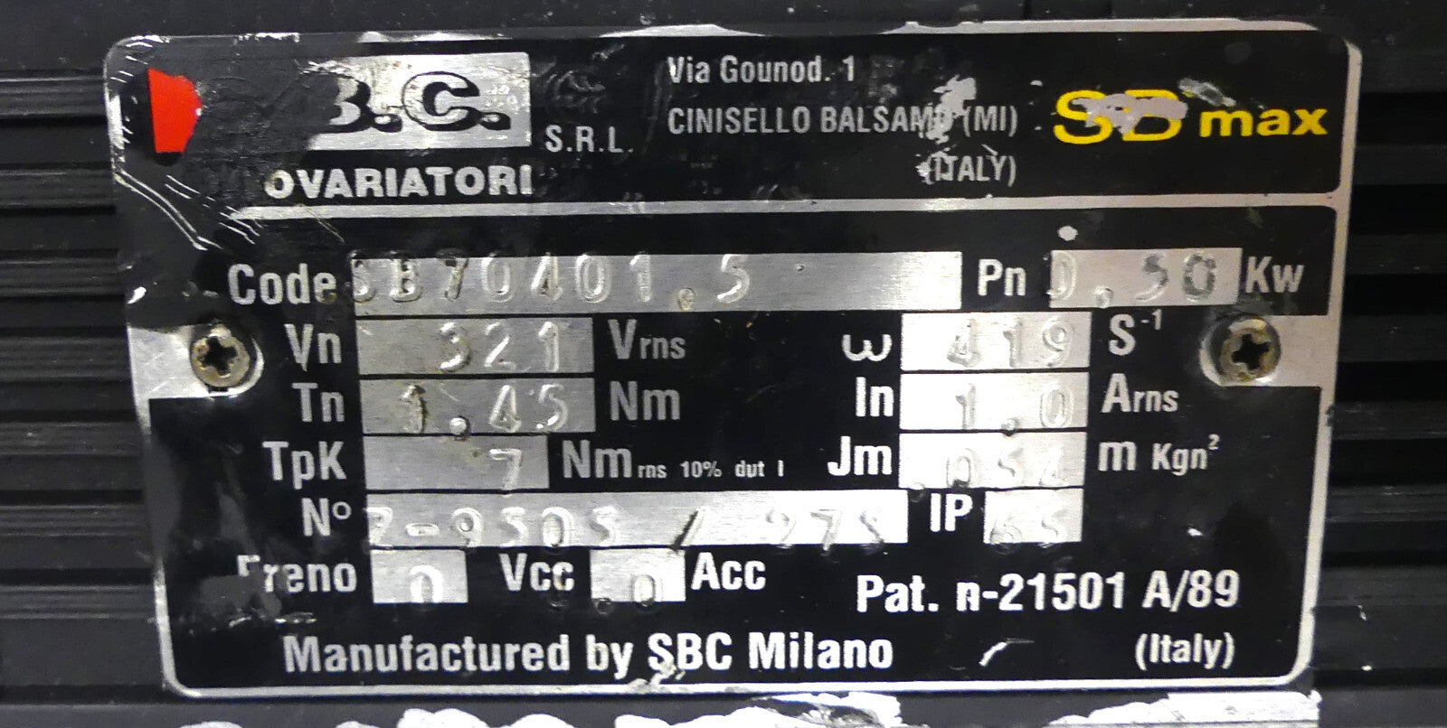S.B.C. Motovariatori SB70401.5