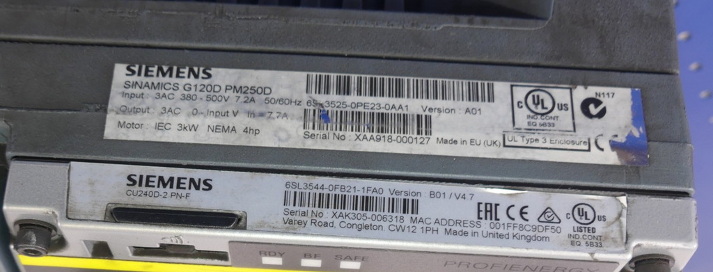 SIEMENS 6SL3525-0PE23-0AA1 + 6SL3544-0BF21-1FA0