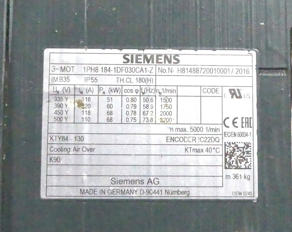 Siemens 1PH8184-1DF030CA1-Z  1PH8184-1DF030-CA1-Z