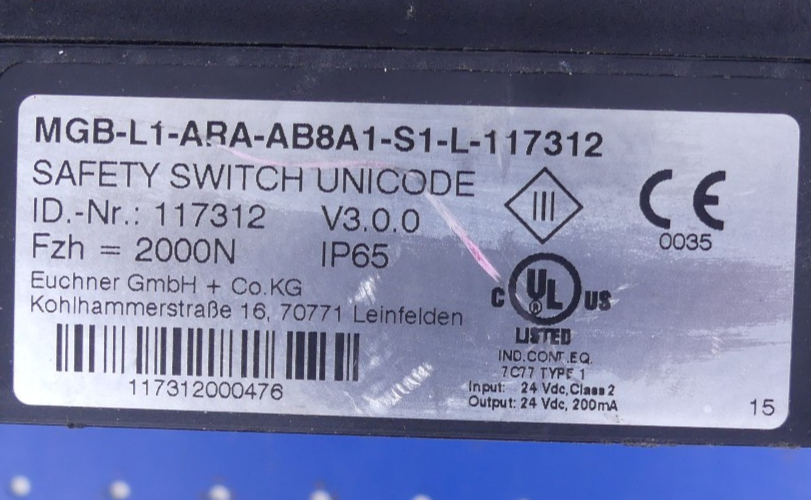 Euchner MGB-L1-ARA-AB8A1-S1-L-117312 Sicherheitsschalter