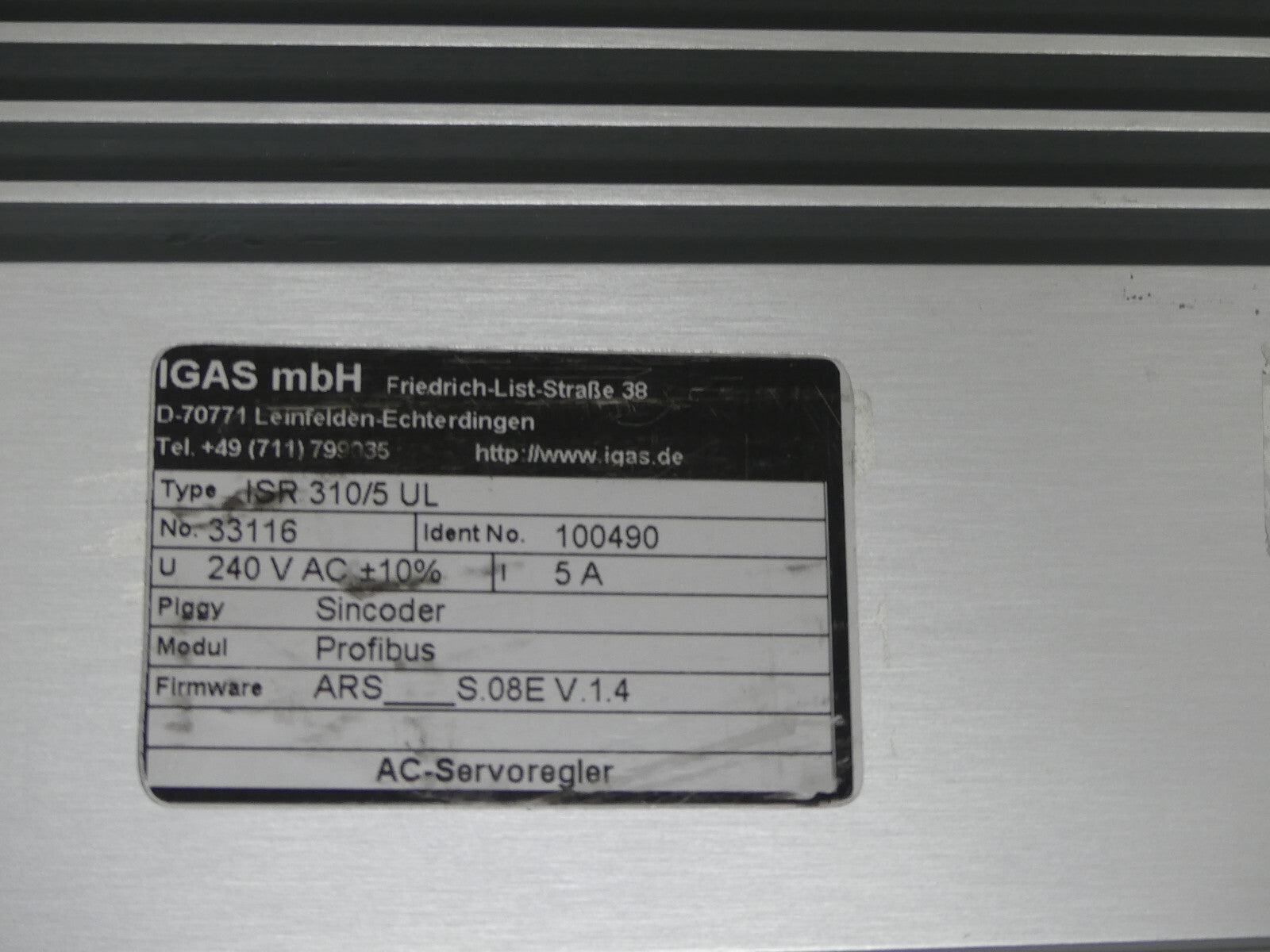 IGAS ISR 310/5 UL Servoregler