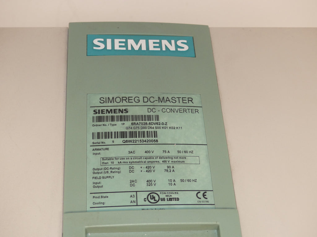 Siemens Simoreg DC-Converter 6RA7028-6DV62-0-Z