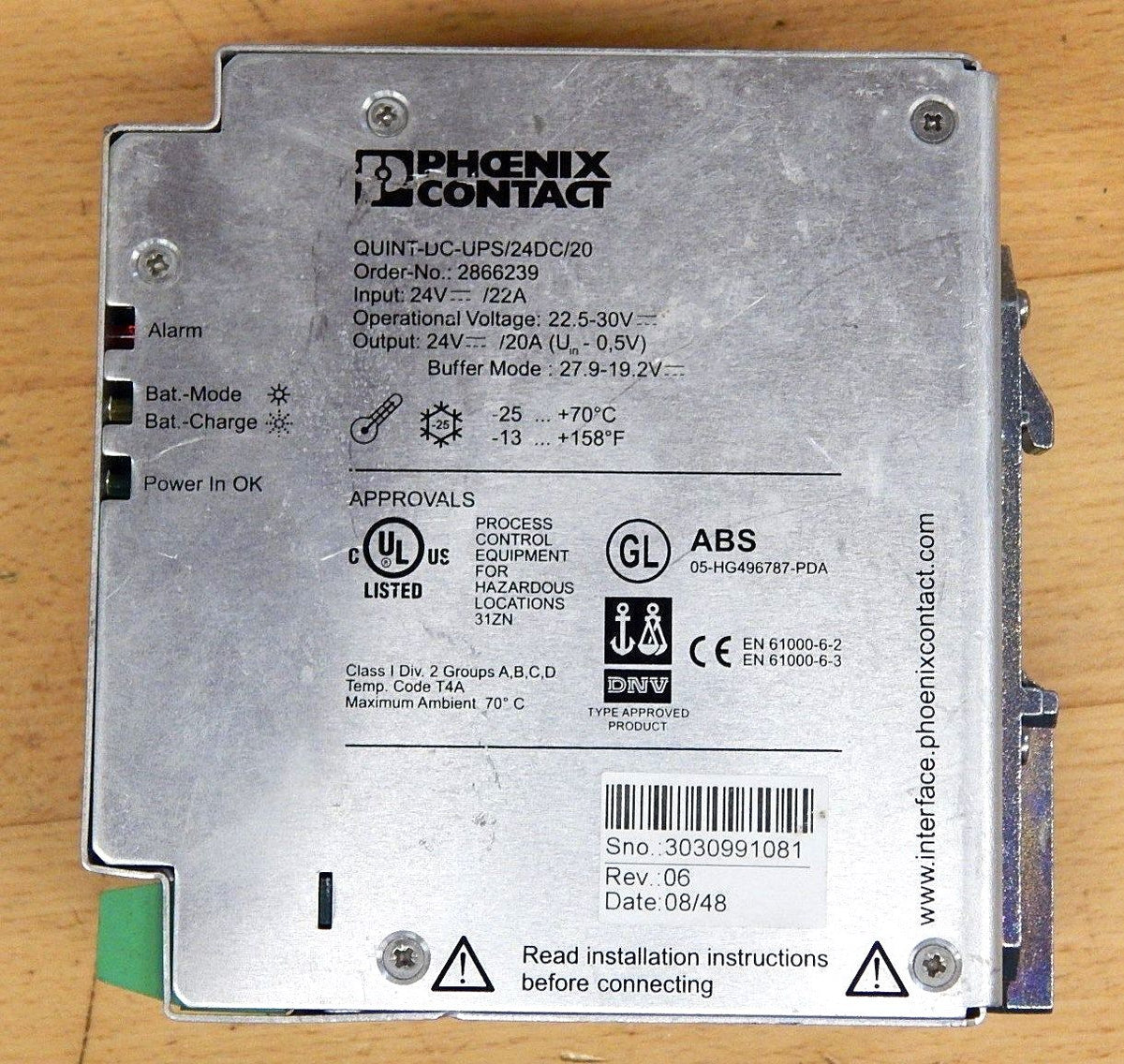 Phoenix Contact Power QUINT-DC-UPS/24DC/20 2866239  Used