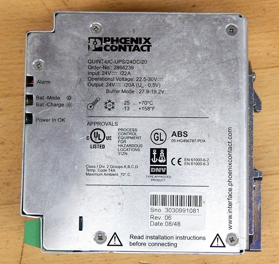 Phoenix Contact Power QUINT-DC-UPS/24DC/20 2866239  Used