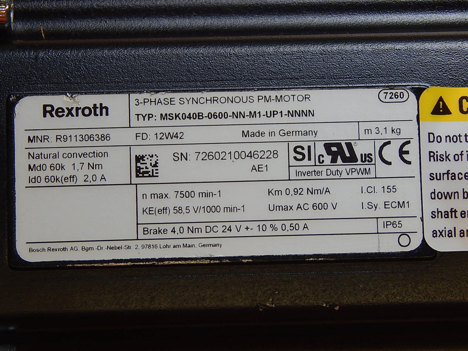 Rexroth PM Mot  MSK040B-0600-NN-M1-UP1-NNNN +Neugart getriebe  PLE 80 i=80