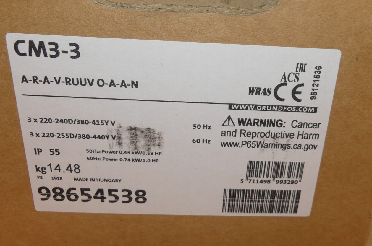 GRUNDFOS CM3-3 A-R-A-V-RUUV O-A-A-N  CM3-3 A-R-A-V-RUUV0-A-A-N
