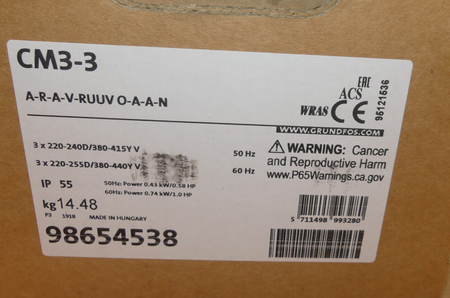 GRUNDFOS CM3-3 A-R-A-V-RUUV O-A-A-N  CM3-3 A-R-A-V-RUUV0-A-A-N