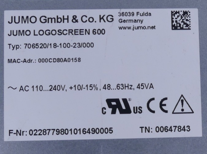 JUMO  Logoscreen 600 706520/18-100-23/000