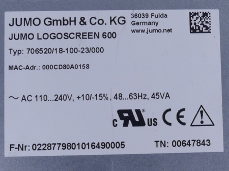 JUMO  Logoscreen 600 706520/18-100-23/000