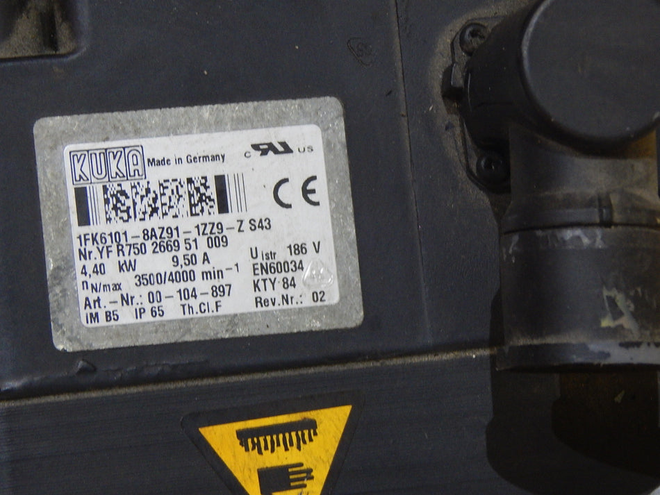 KUKA SERVOMOTOR 1FK6101-8AZ91-1ZZ9-Z S43 4.4KW 
