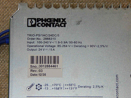  PHOENIX CONTACT TRIO-PS/1AC/24DC/5 2866310  Used