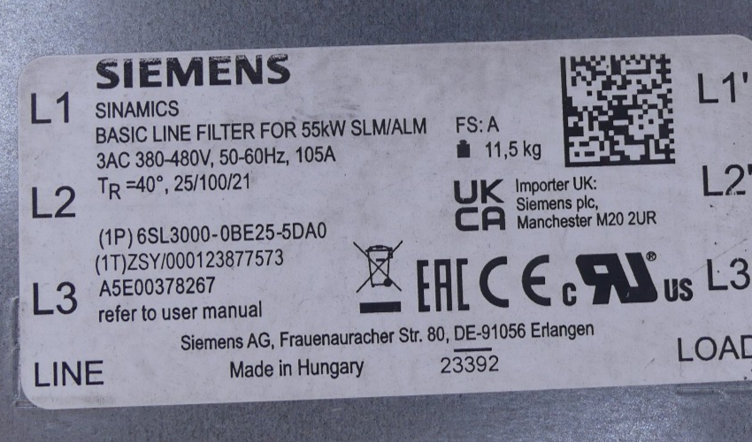 Siemens Sinamics Netzfilter 6SL3000-0BE25-5DA0