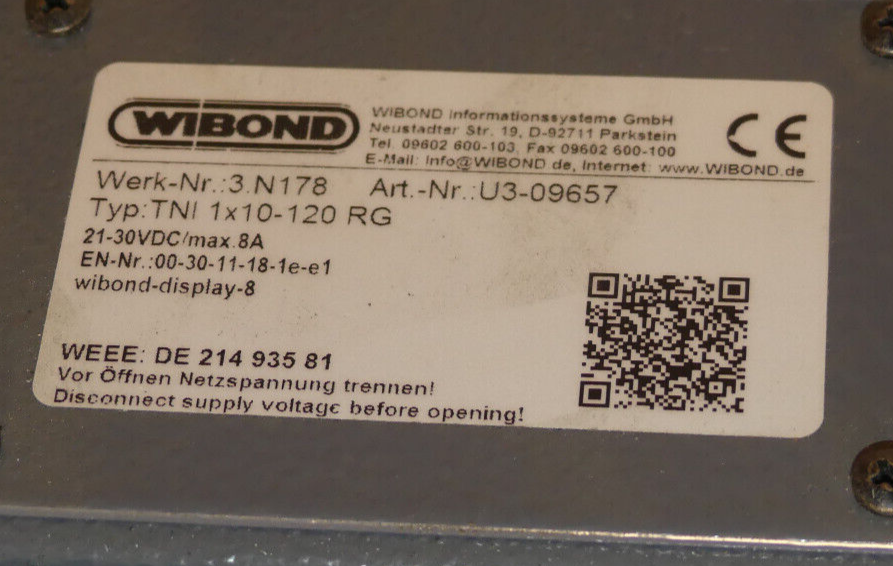 Wibond Display TNI 1x10-120 RG   TNI 1X10-120 RG